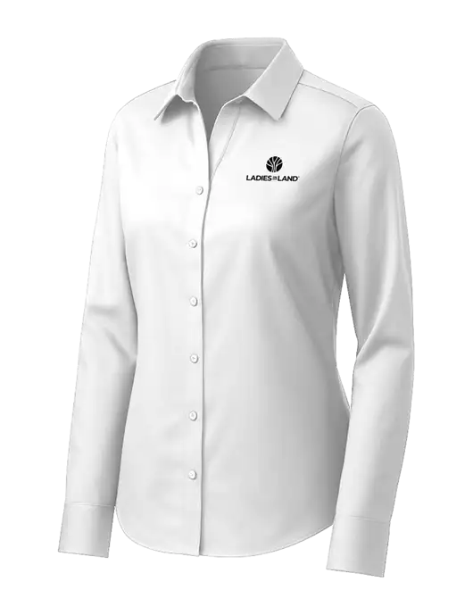 Brooks Brothers Womens White Wrinkle-Free Stretch Pinpoint Shirt w/Ladies In Land Logo
