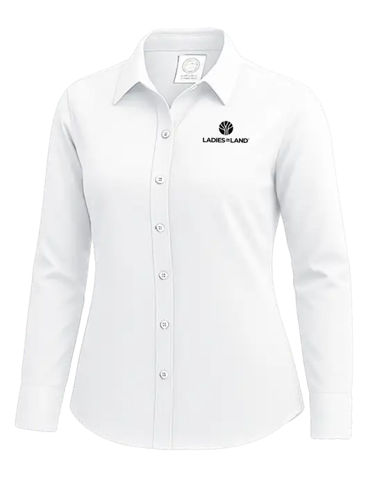 Brooks Brothers Womens White Wrinkle-Free Stretch Nailhead Shirt w/Ladies In Land Logo