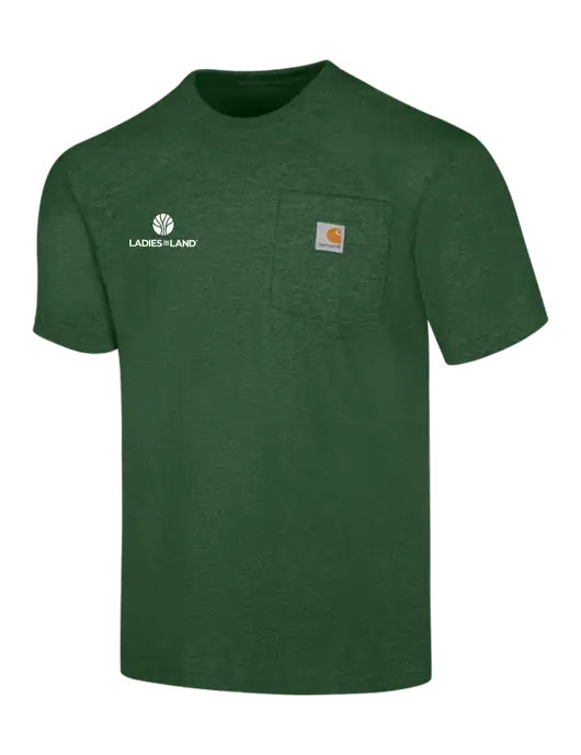 Carhartt Workwear Dark Green Heather Pocket Short Sleeve T-Shirt w/Ladies In Land Logo