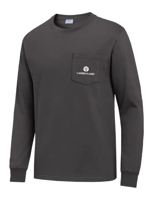 Charcoal Long Sleeve Heavyweight 6.1 oz Pocket T-Shirt w/Ladies In Land Logo
