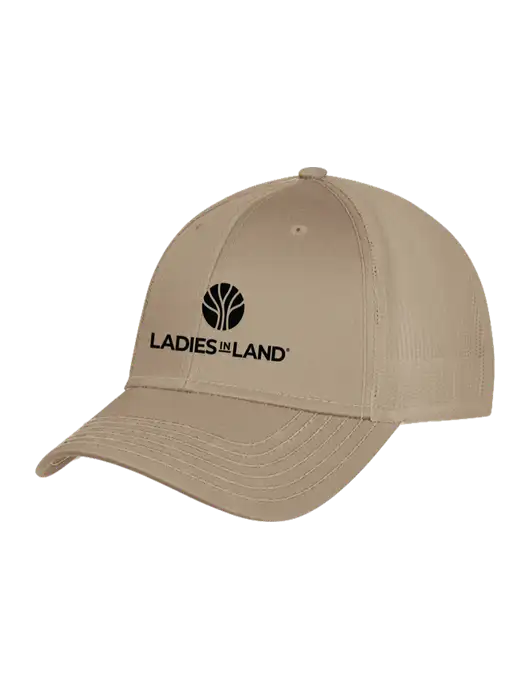 Khaki Mesh Trucker Cap Snap Back w/Ladies In Land Logo