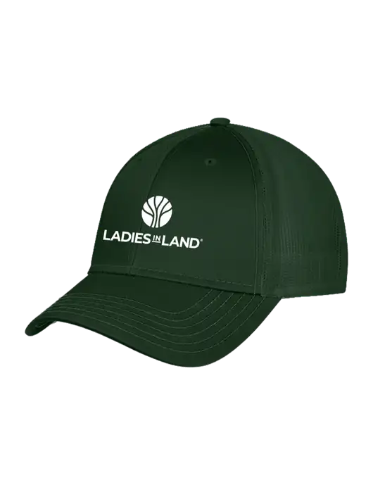Dark Green Mesh Trucker Cap Snap Back w/Ladies In Land Logo