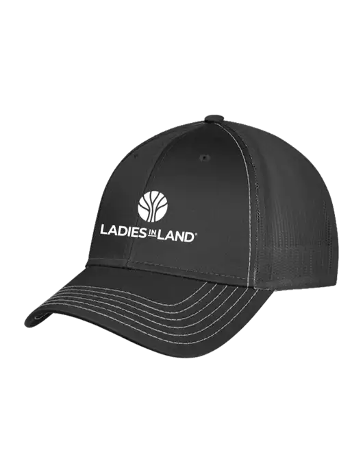 Charcoal Grey Mesh Trucker Cap Snap Back w/Ladies In Land Logo