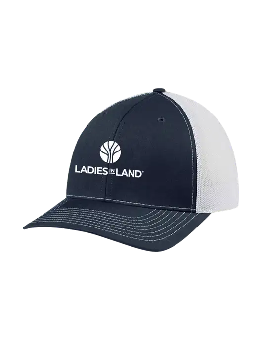 Richardson Adjustable Snapback Original 112 Trucker Cap Navy w/White Mesh w/Ladies In Land Logo