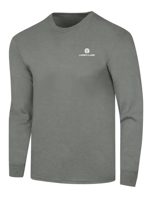 Simply Soft Long Sleeve Heathered Charcoal 4.5 oz, Poly/Combed Ring Spun Cotton T-Shirt w/Ladies In Land Logo