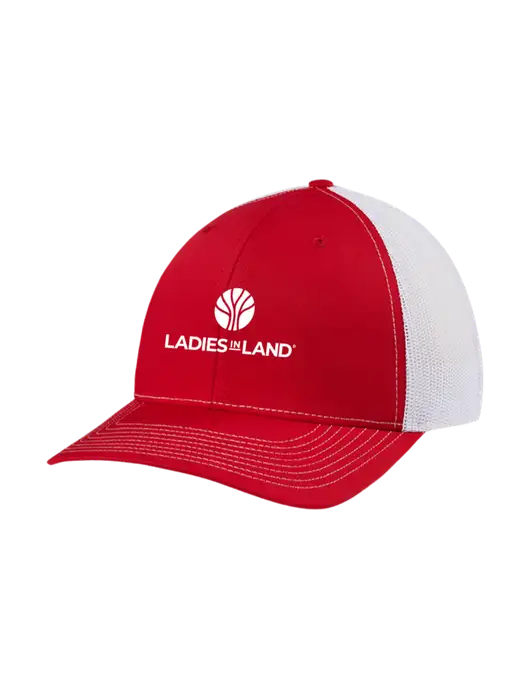 Richardson Adjustable Snapback Original 112 Trucker Cap Red w/White Mesh w/Ladies In Land Logo