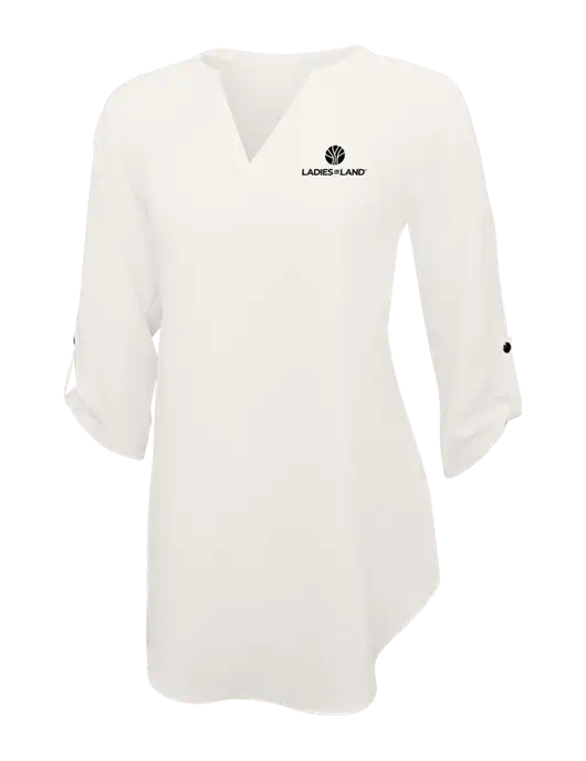Ivory Womens 3/4 Sleeve Tunic Blouse w/Ladies In Land Logo