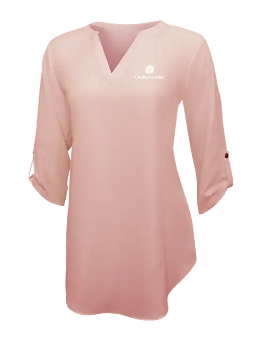 Light Coral Womens 3/4 Sleeve Tunic Blouse w/Ladies In Land Logo