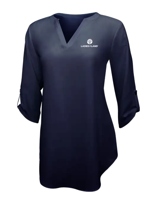 Navy Womens 3/4 Sleeve Tunic Blouse w/Ladies In Land Logo