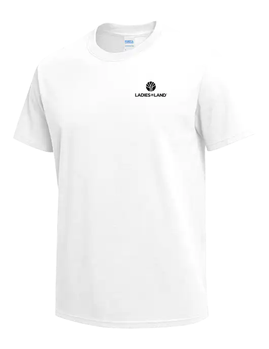 White Heavyweight 6.1 oz T-Shirt w/Ladies In Land Logo