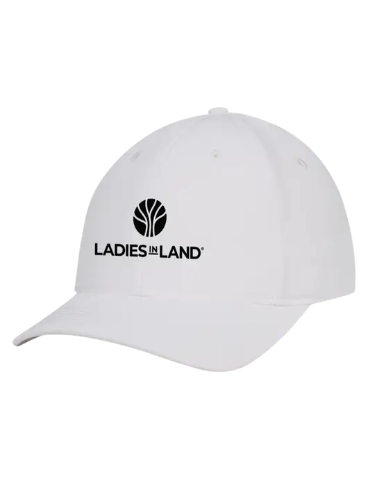 White Nylon Twill Performance Cap w/Ladies In Land Logo
