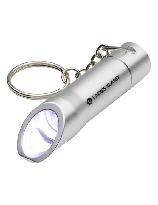 Silver Pocket LED Flashlight with Bottle Opener & Keychain w/Ladies In Land Logo