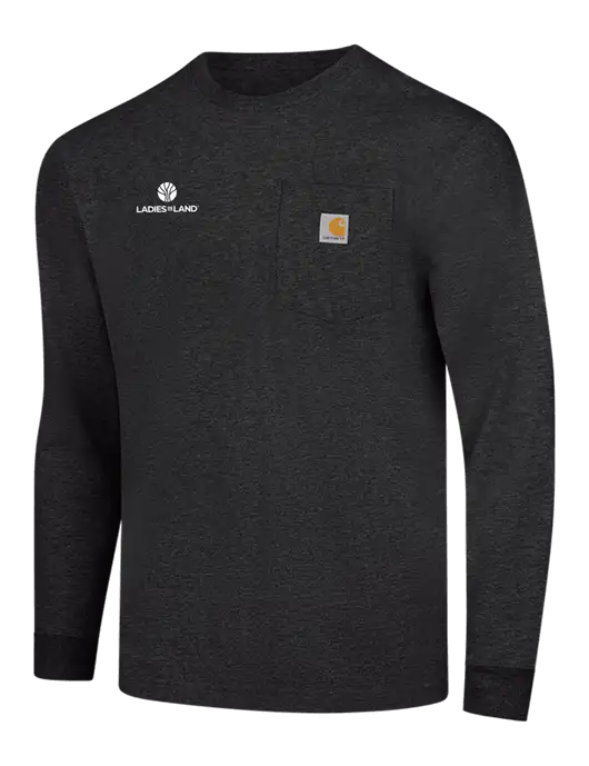 Carhartt Dark Grey Heather Workwear Pocket Long Sleeve T-Shirt w/Ladies In Land Logo