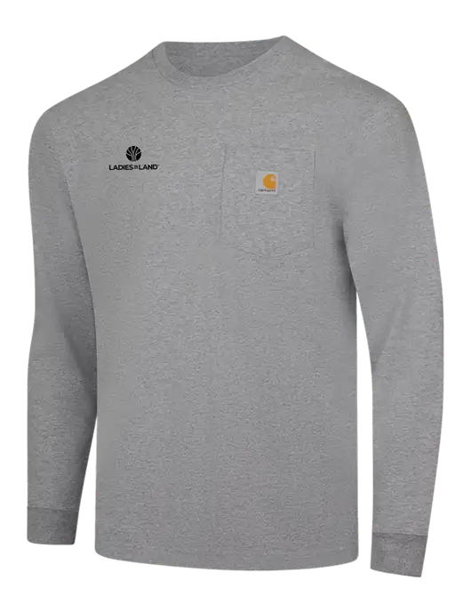 Carhartt Light Grey Heather Workwear Pocket Long Sleeve T-Shirt w/Ladies In Land Logo