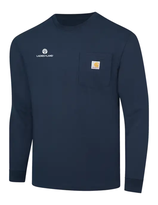 Carhartt Navy Workwear Pocket Long Sleeve T-Shirt w/Ladies In Land Logo