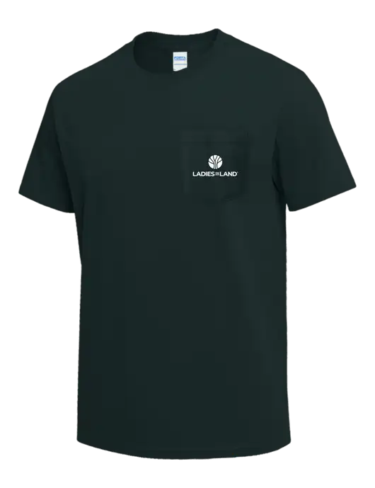 Dark Green Heavyweight 6.1 oz Pocket T-Shirt w/Ladies In Land Logo