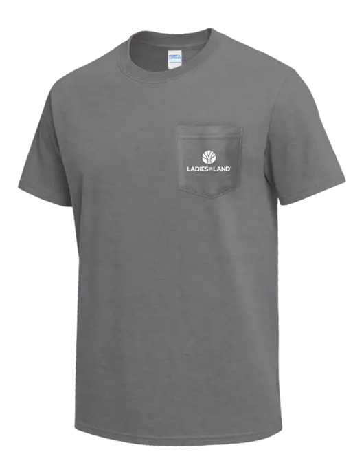 Medium Grey Heather Heavyweight 6.1 oz Pocket T-Shirt w/Ladies In Land Logo