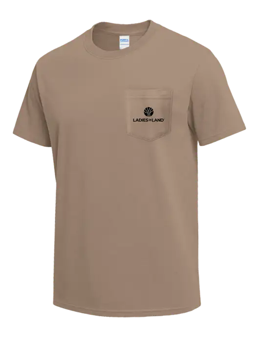 Dark Tan Heavyweight 6.1 oz Pocket T-Shirt w/Ladies In Land Logo
