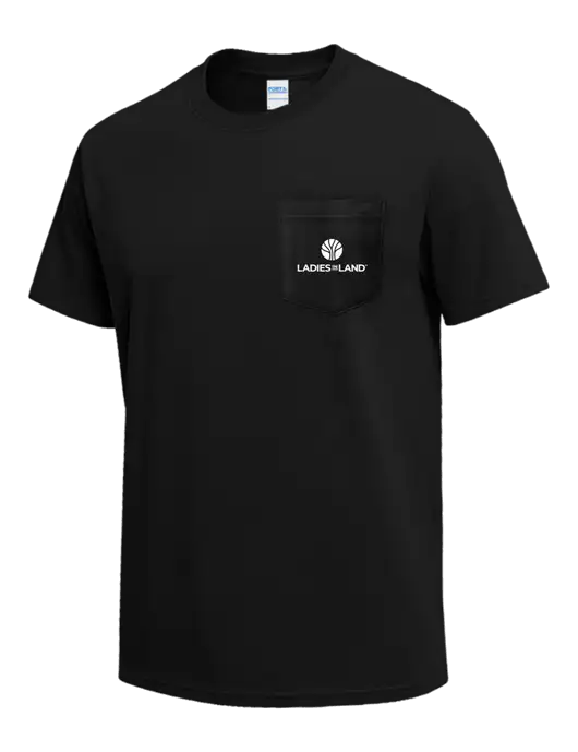 Black Heavyweight 6.1 oz Pocket T-Shirt w/Ladies In Land Logo