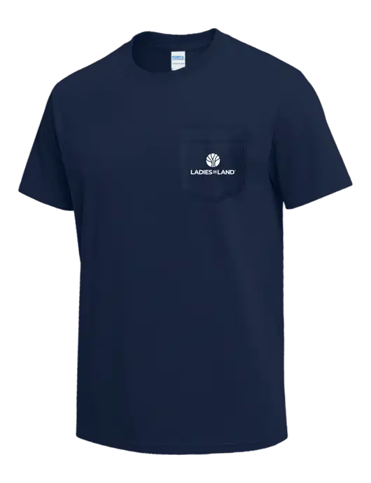 Navy Heavyweight 6.1 oz Pocket T-Shirt w/Ladies In Land Logo