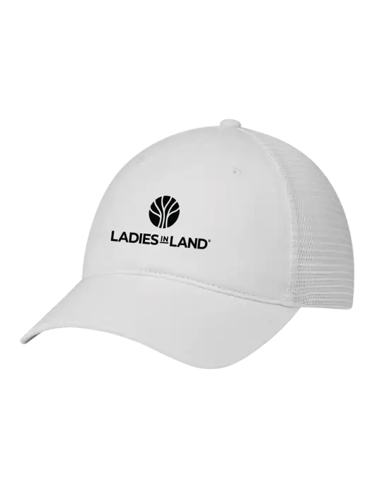Richardson 111 Garment Washed Trucker Cap White w/White Mesh w/Ladies In Land Logo