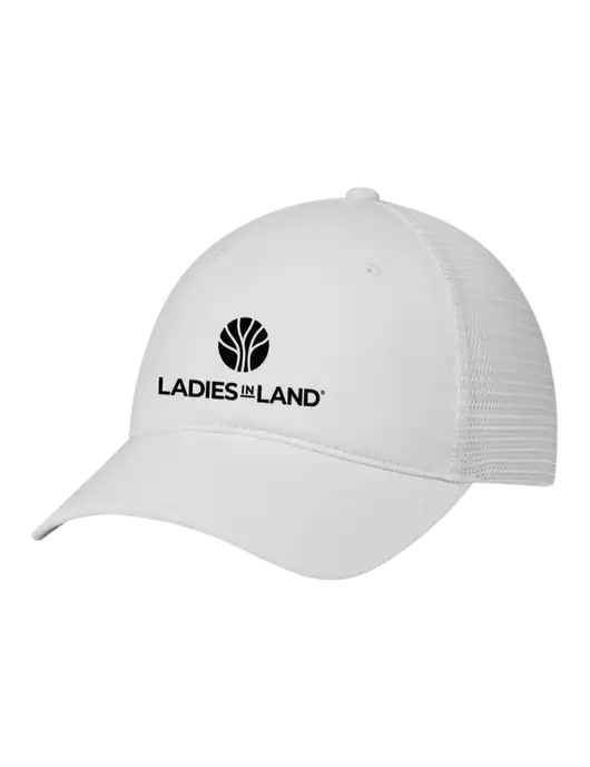 Richardson 111 Garment Washed Trucker Cap White w/White Mesh w/Ladies In Land Logo
