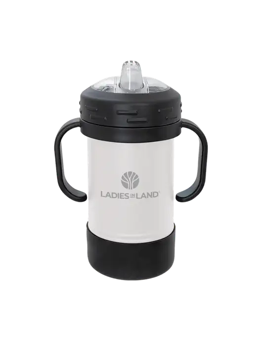 Polar Camel 10 oz Powder Coated White Sippy Cup w/Ladies In Land Logo
