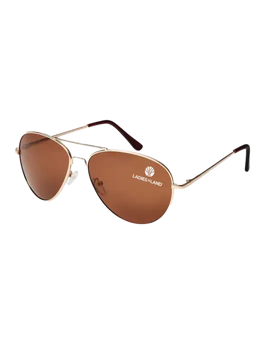 Aviator Coffee Brown with Gold Sunglasses  w/Ladies In Land Logo