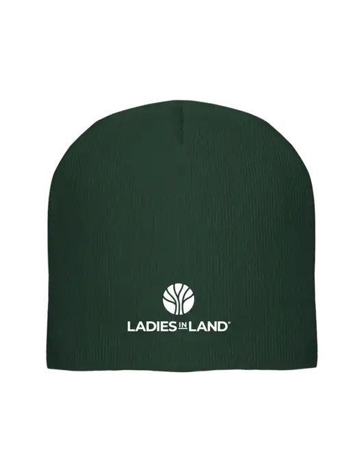 Solid Dark Green Element Knit Beanie  w/Ladies In Land Logo