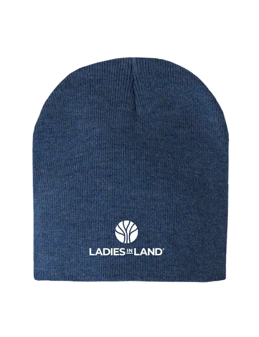 Dark Royal Heather Element Knit Beanie w/Ladies In Land Logo