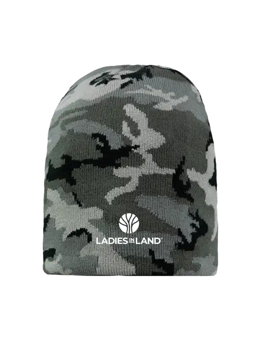 Grey Camo Element Knit Beanie w/Ladies In Land Logo