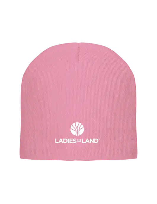 Solid Light Pink Element Knit Beanie w/Ladies In Land Logo