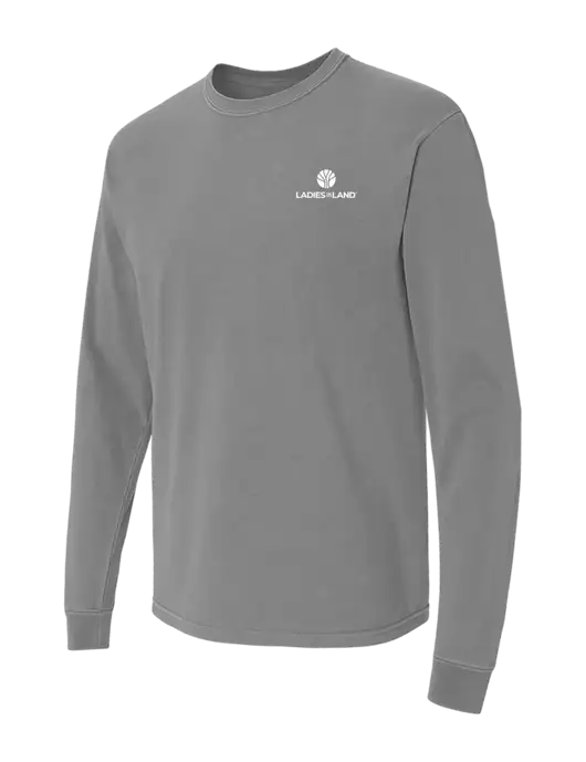 Comfort Colors Garment-Dyed Medium Grey Heavyweight Long Sleeve T-Shirt w/Ladies In Land Logo