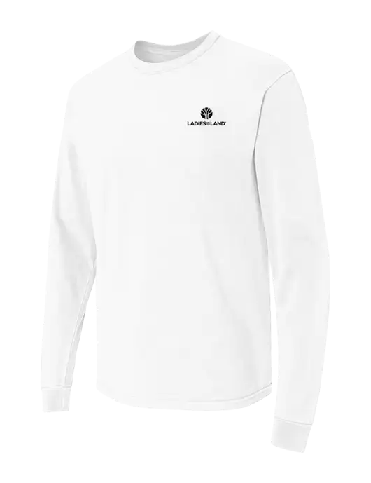 Comfort Colors Garment-Dyed White Heavyweight Long Sleeve T-Shirt w/Ladies In Land Logo