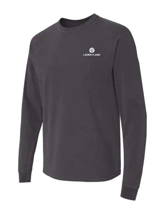 Comfort Colors Garment-Dyed Dark Grey Heavyweight Long Sleeve T-Shirt w/Ladies In Land Logo