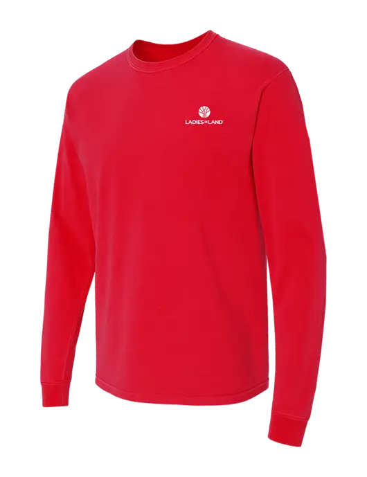 Comfort Colors Garment-Dyed Red Heavyweight Long Sleeve T-Shirt w/Ladies In Land Logo