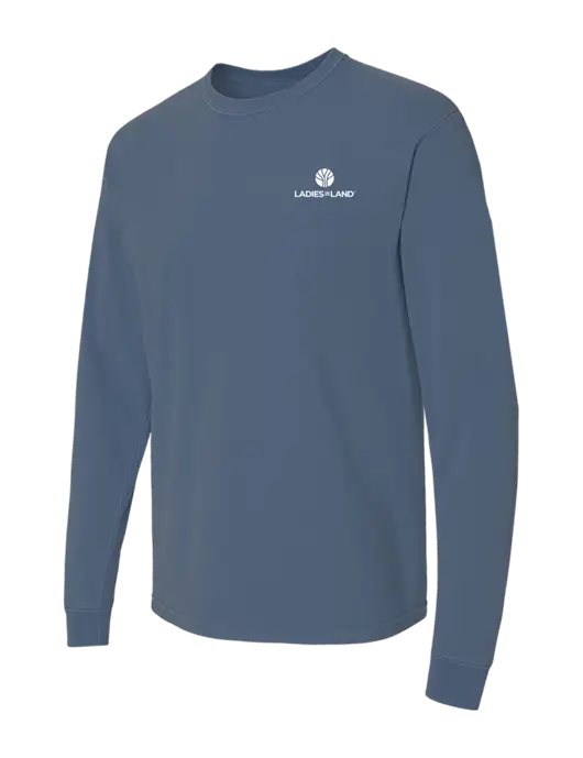 Comfort Colors Garment-Dyed Blue Slate Heavyweight Long Sleeve T-Shirt w/Ladies In Land Logo