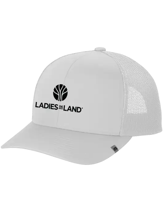 TravisMathew White Cruz Trucker Cap w/Ladies In Land Logo
