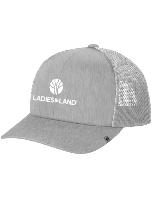 TravisMathew Light Medium Grey Heather Cruz Trucker Cap w/Ladies In Land Logo