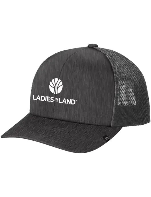 TravisMathew Very Dark Grey Heather Cruz Trucker Cap w/Ladies In Land Logo