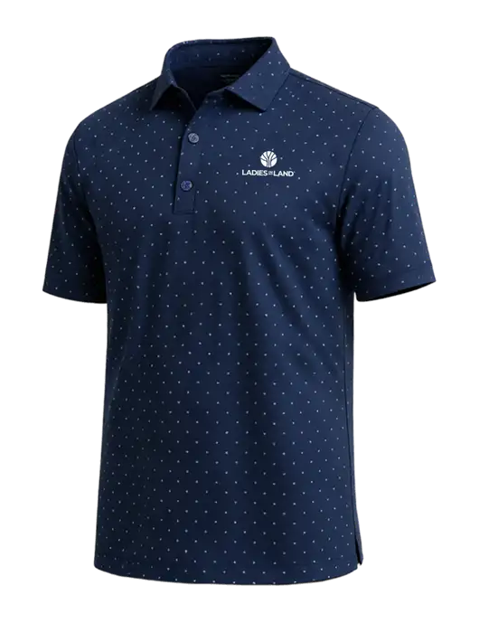 Callaway Micro Chev Dark Navy Print Polo w/Ladies In Land Logo