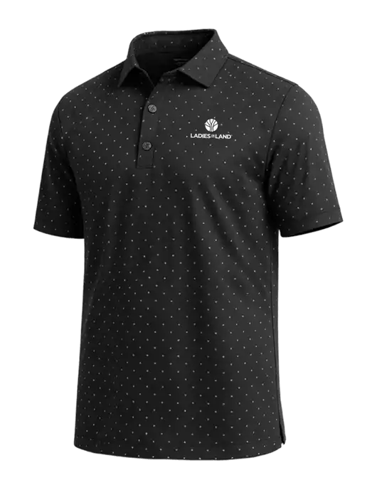 Callaway Micro Chev Black Print Polo w/Ladies In Land Logo