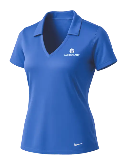 NIKE Light Royal Womens Dri-Fit Vertical Mesh Polo w/Ladies In Land Logo