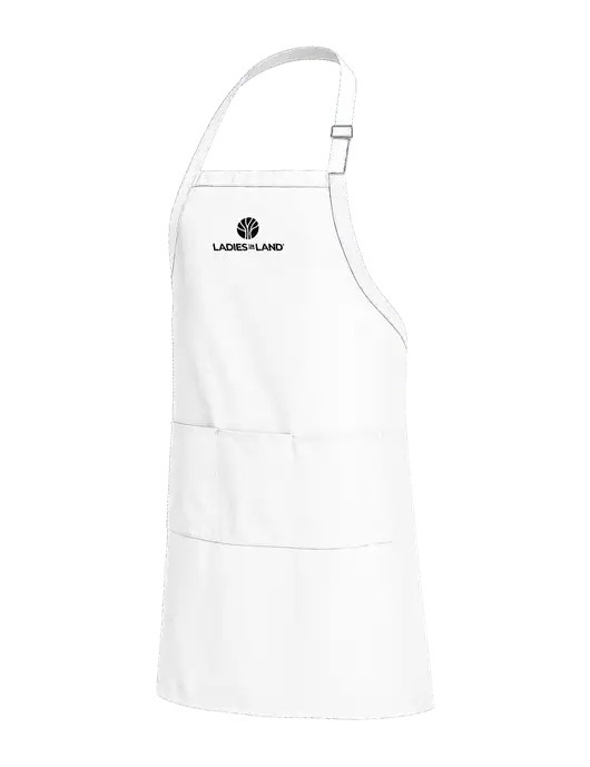 Easy Care Extra Long Bib White Apron with Stain Release w/Ladies In Land Logo