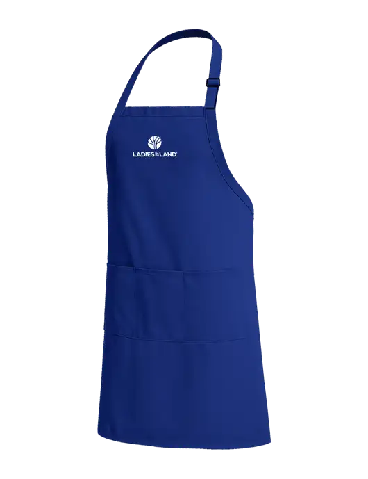 Easy Care Extra Long Bib Dark Royal Apron with Stain Release w/Ladies In Land Logo