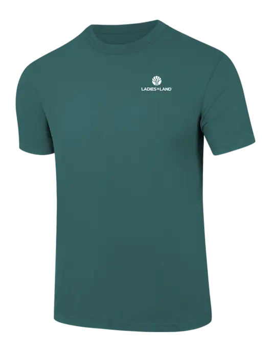 Comfort Colors 6.1 oz Dark Green Heather Heavyweight Ring Spun T-Shirt w/Ladies In Land Logo