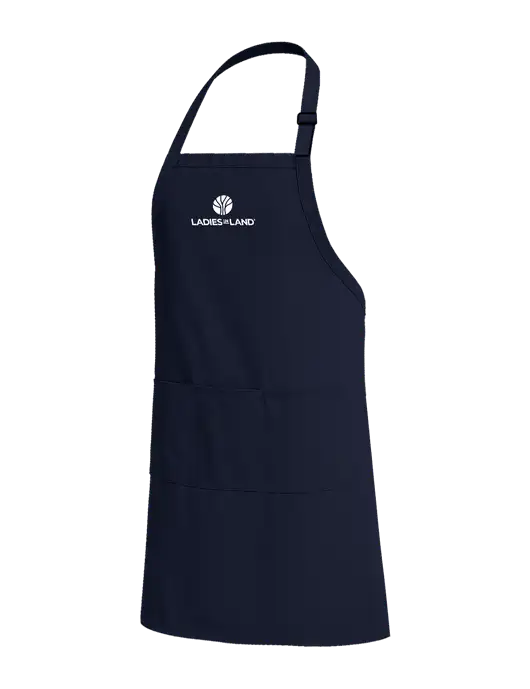 Easy Care Extra Long Bib Navy Apron with Stain Release w/Ladies In Land Logo